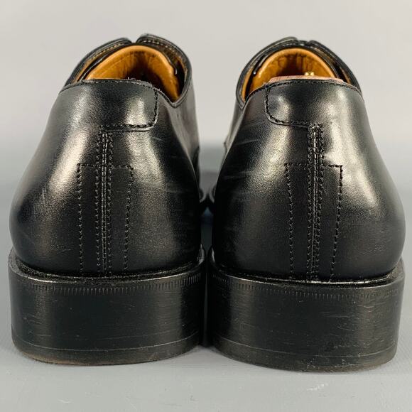 SALVATORE FERRAGAMO Size 8.5 Black Leather Perforated Lace-Up Shoes - Picture 3 of 10